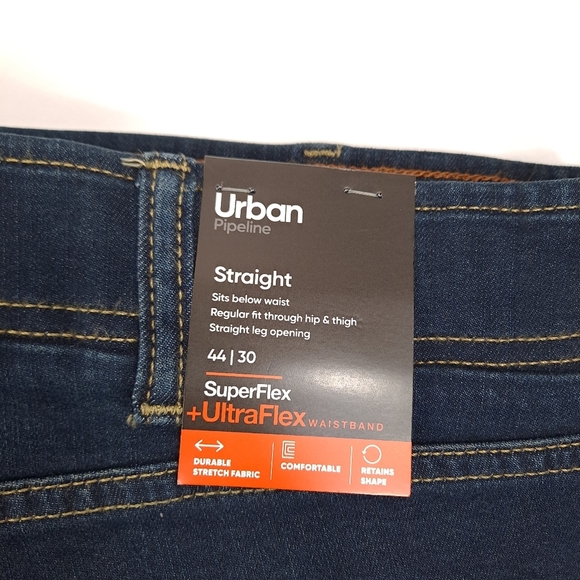 Urban Pipeline Men's Jeans Dark Wash Blue Straight Ultra Flex Stretch - Sz 44x30 - Picture 5 of 10